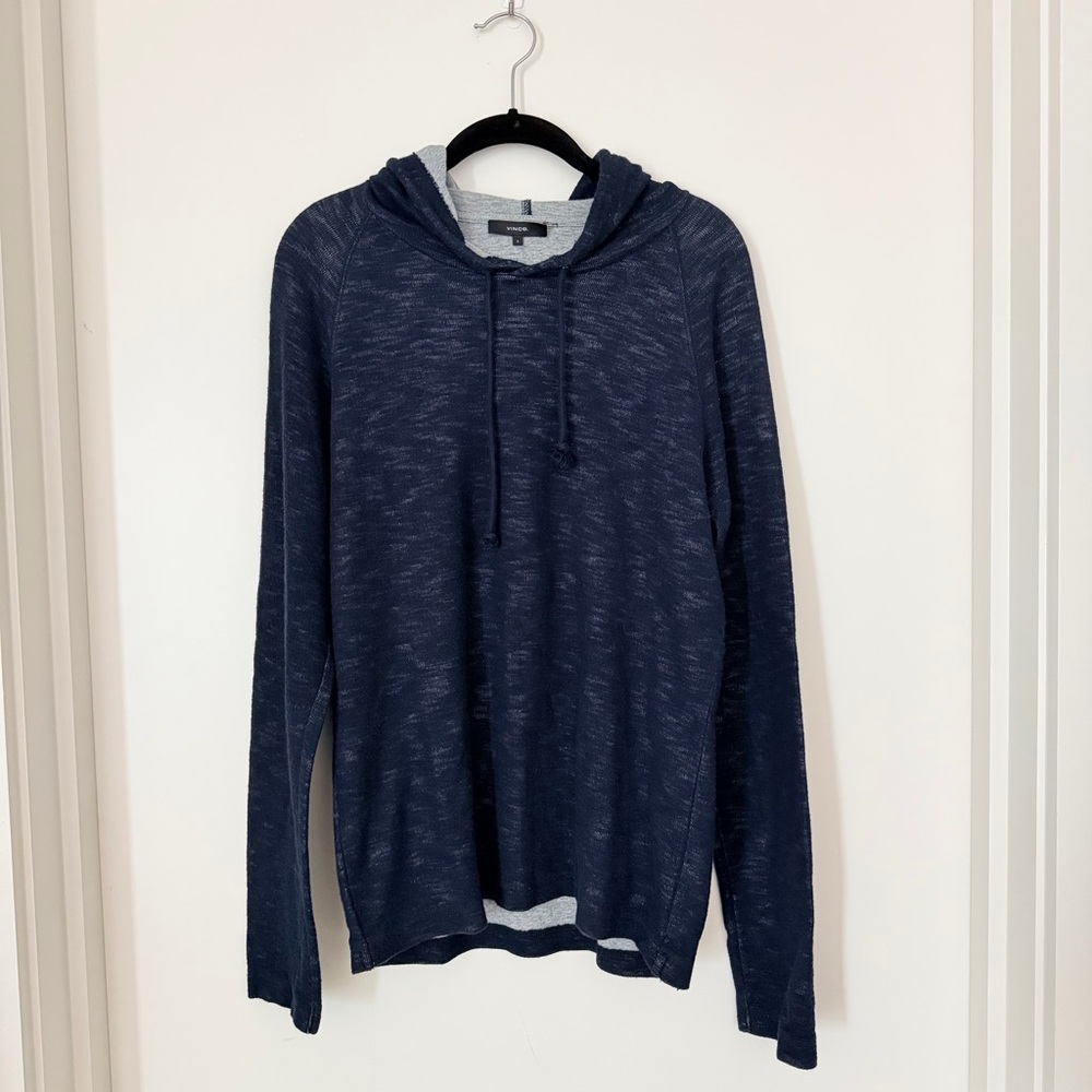 Vince. Men's Navy Blue Hoodie Shirt
